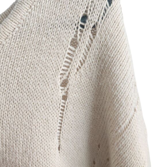 Y2K-Whimsical Yes Cat Lollipop V-Neck Sweater-Shred Knit-Beige-OS-Grunge-Novelty - Picture 5 of 12